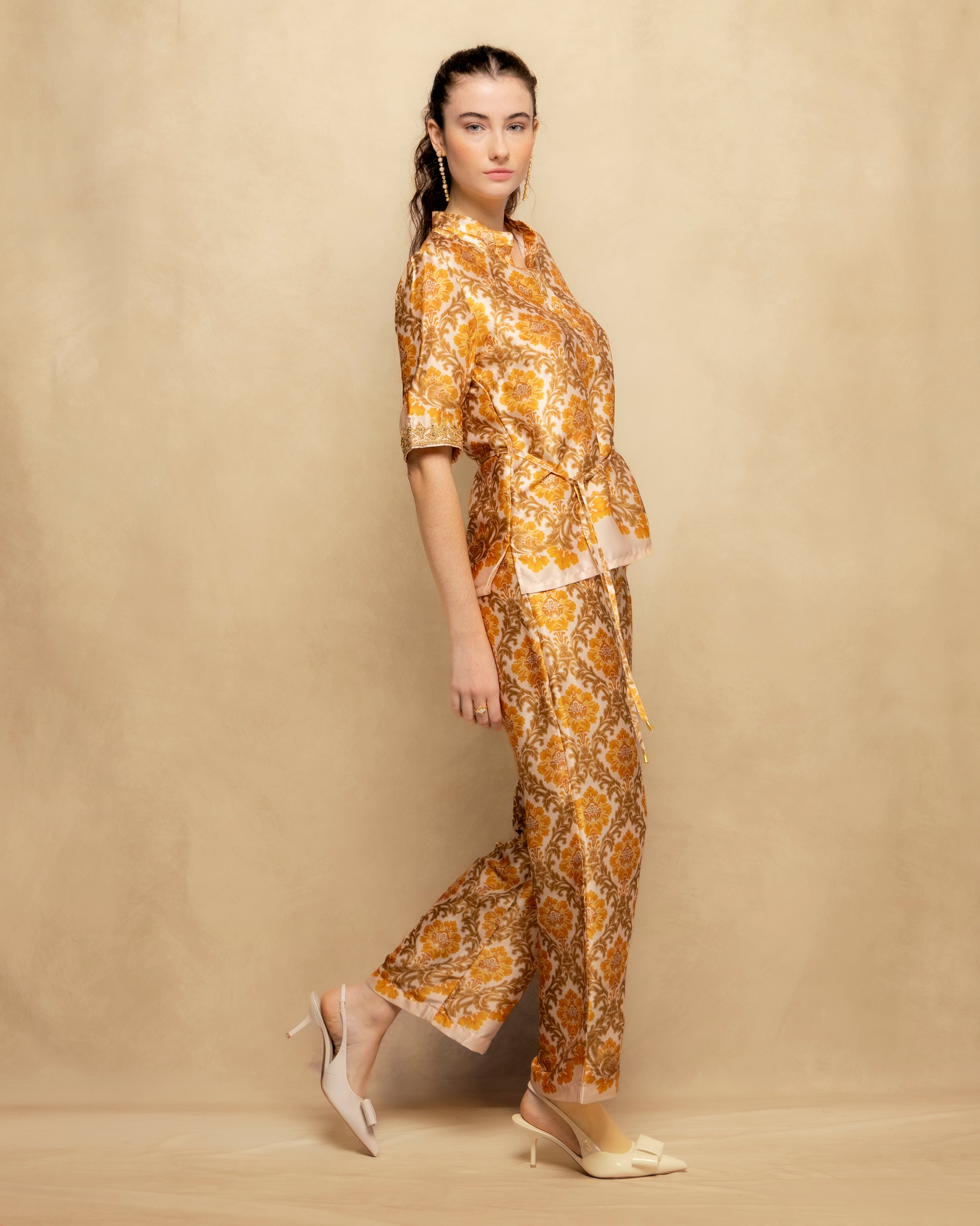 Niza - Pantalones anchos de mujer estampados de tiro alto y pernera ancha.