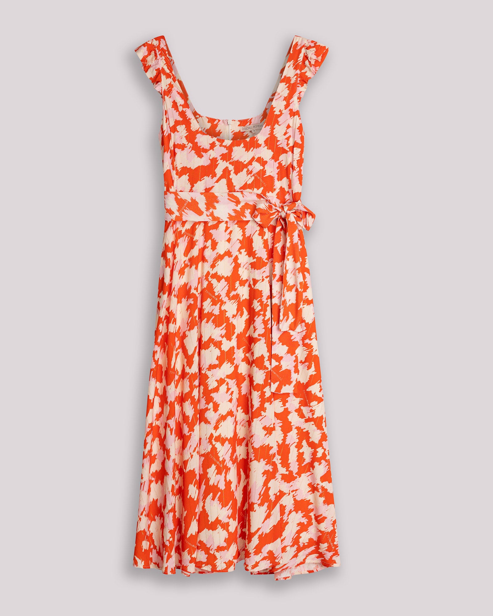 Vestido midi zia estampado con lazada - Niza - Naranja Naranja-11