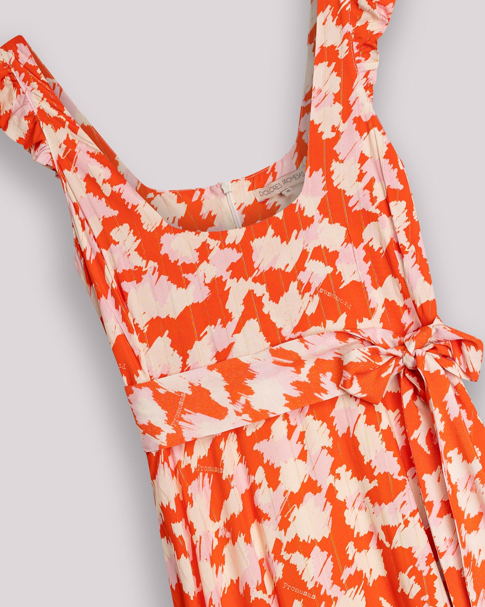 Vestido midi zia estampado con lazada - Niza - Naranja Naranja-10
