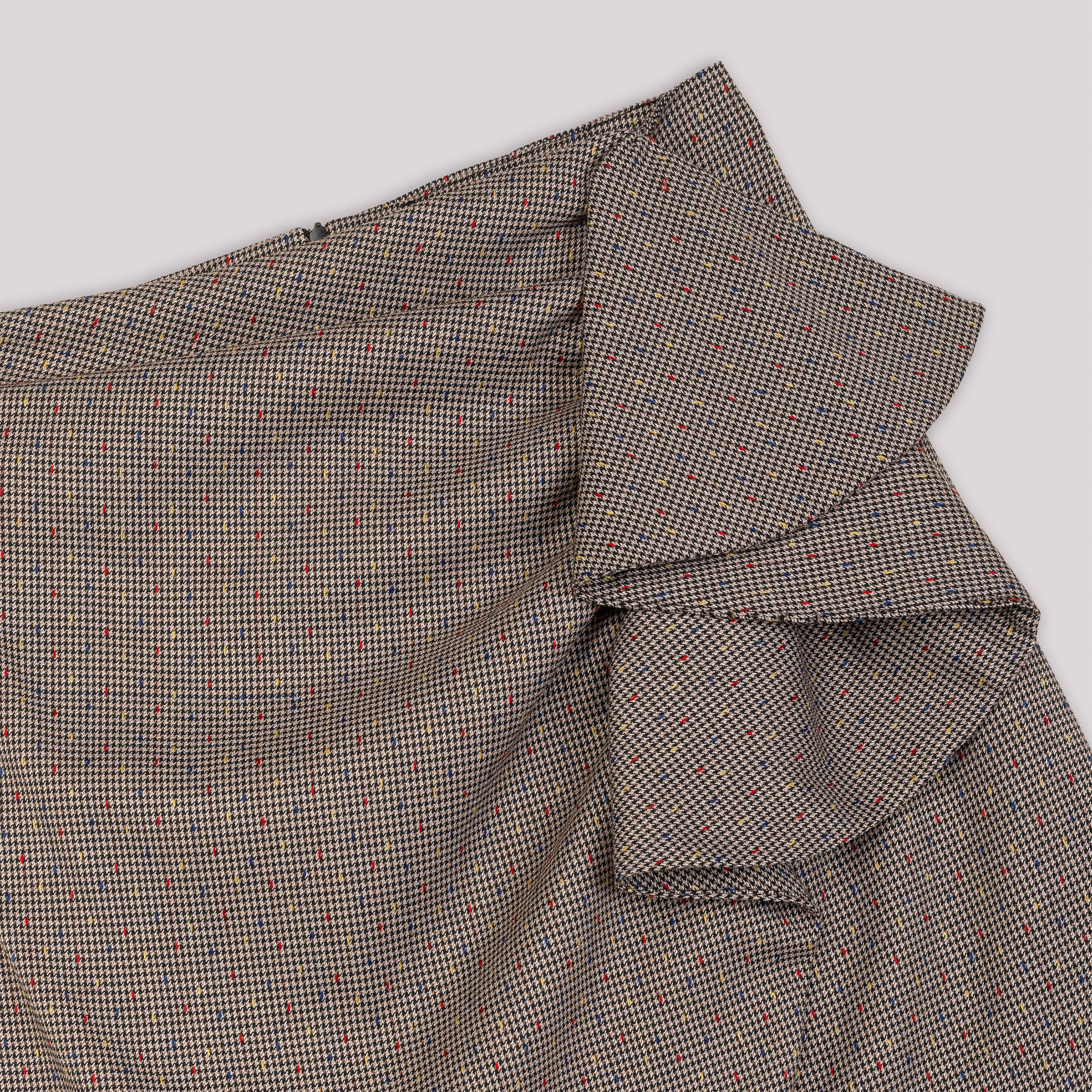 Falda corta con volante y estampado de cuadros - Niza - Marrón Marrón-6