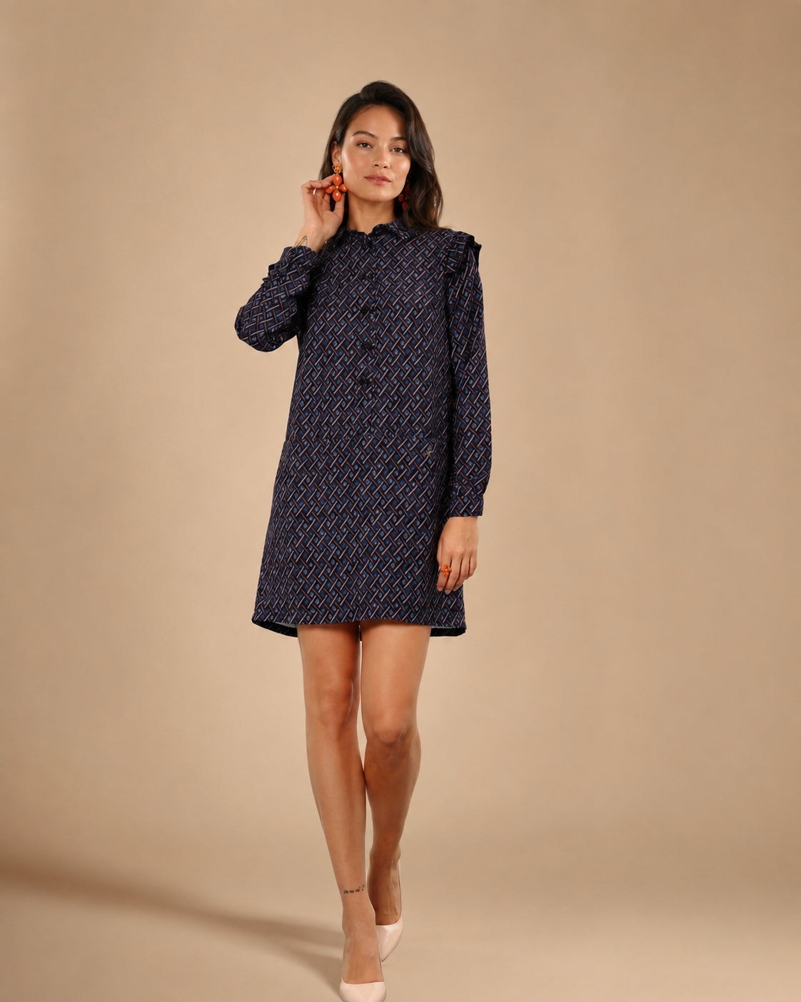 Vestido corto de mujer con estampado geométrico - Niza - Morado Morado-1