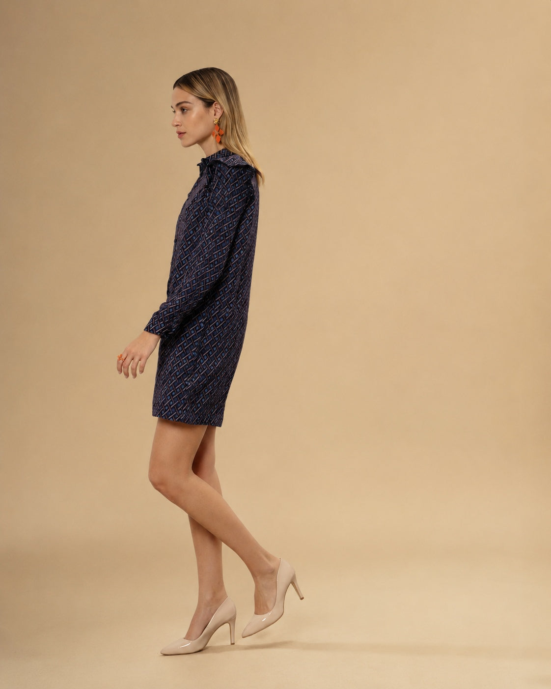 Vestido corto de mujer con estampado geométrico - Niza - Morado Morado-3