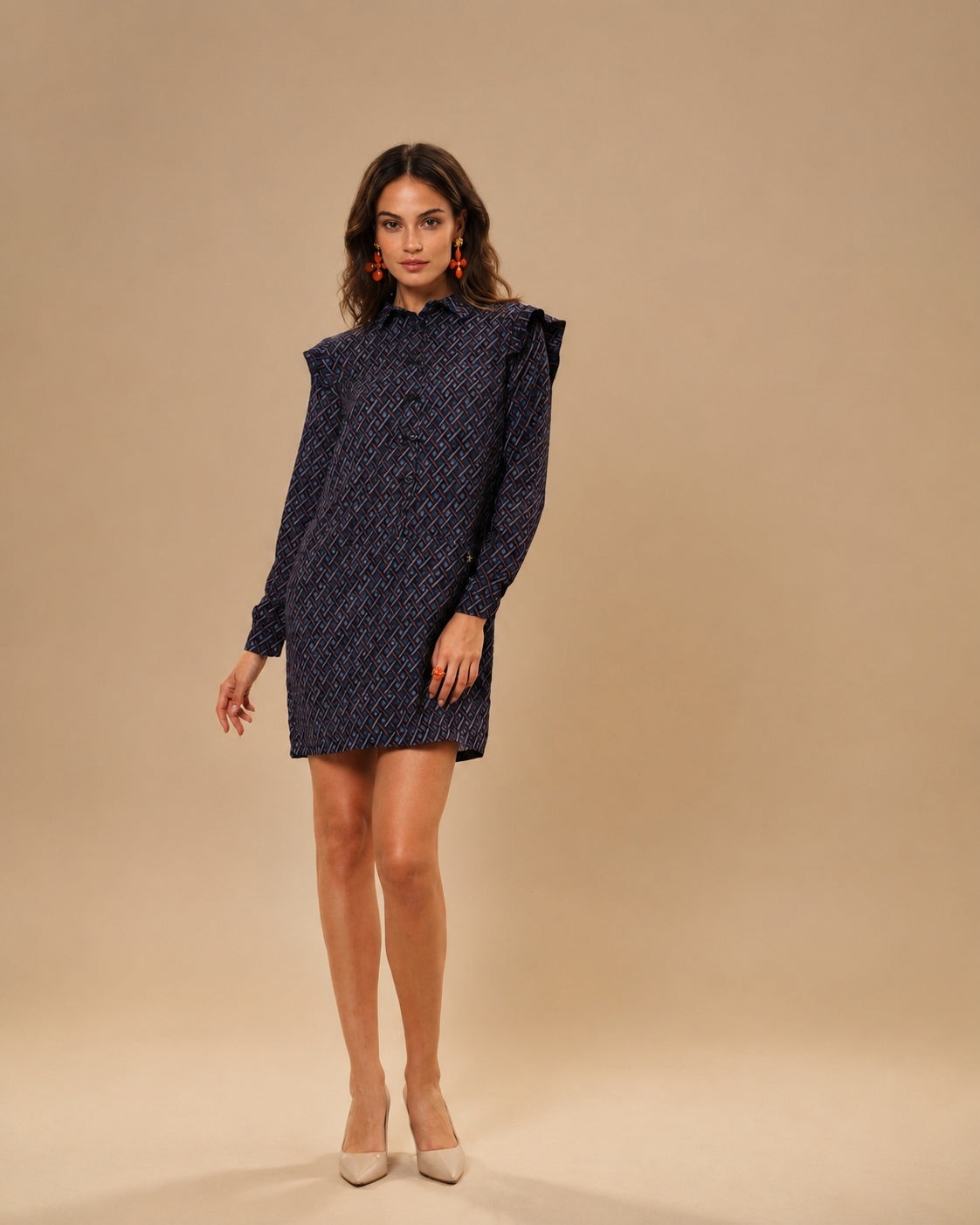 Vestido corto de mujer con estampado geométrico - Niza - Morado Morado-6