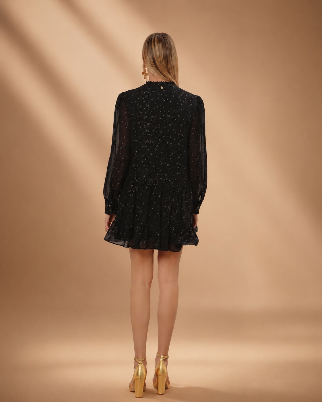 Vestido corto de mujer con detalle de volantes - Niza - Negro Negro-4