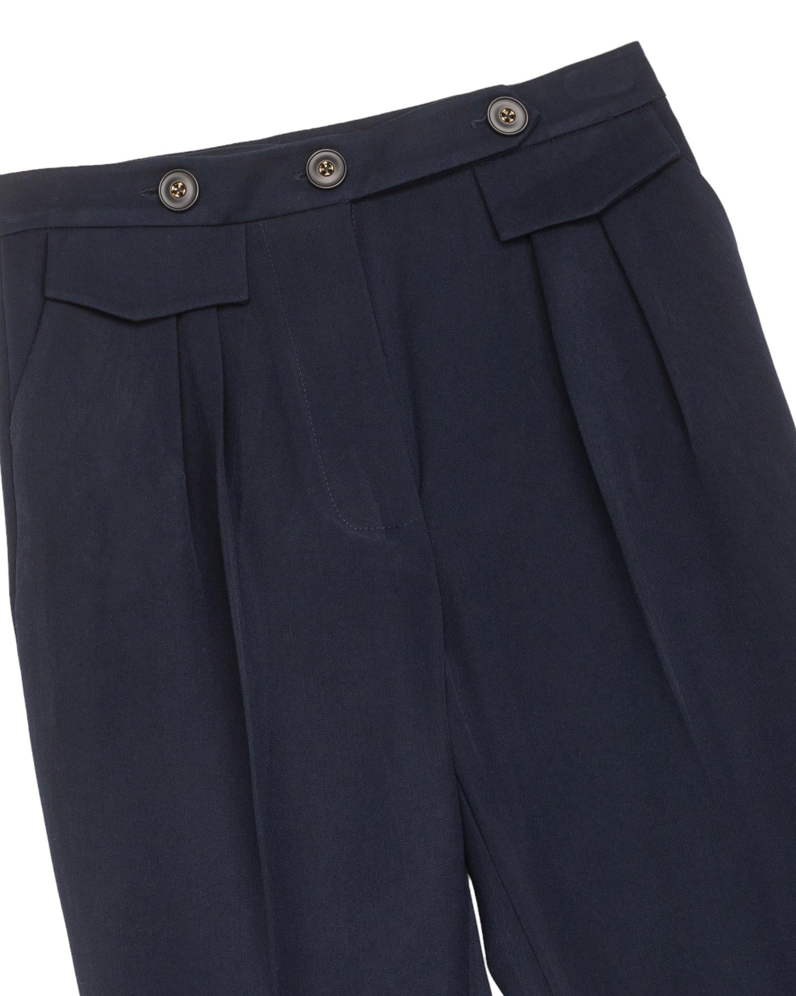 Pantalones rectos de mujer con botones - Niza - Azul marino Azul marino-6