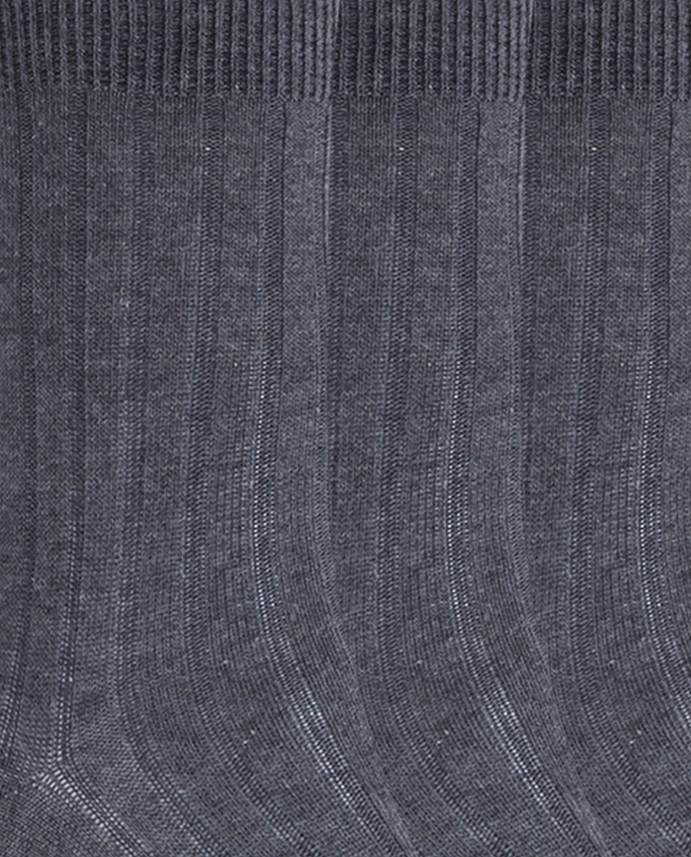 Pack de 6 pares de calcetines de algodón de canalé Basix - Punto Blanco - Gris oscuro Gris oscuro-2