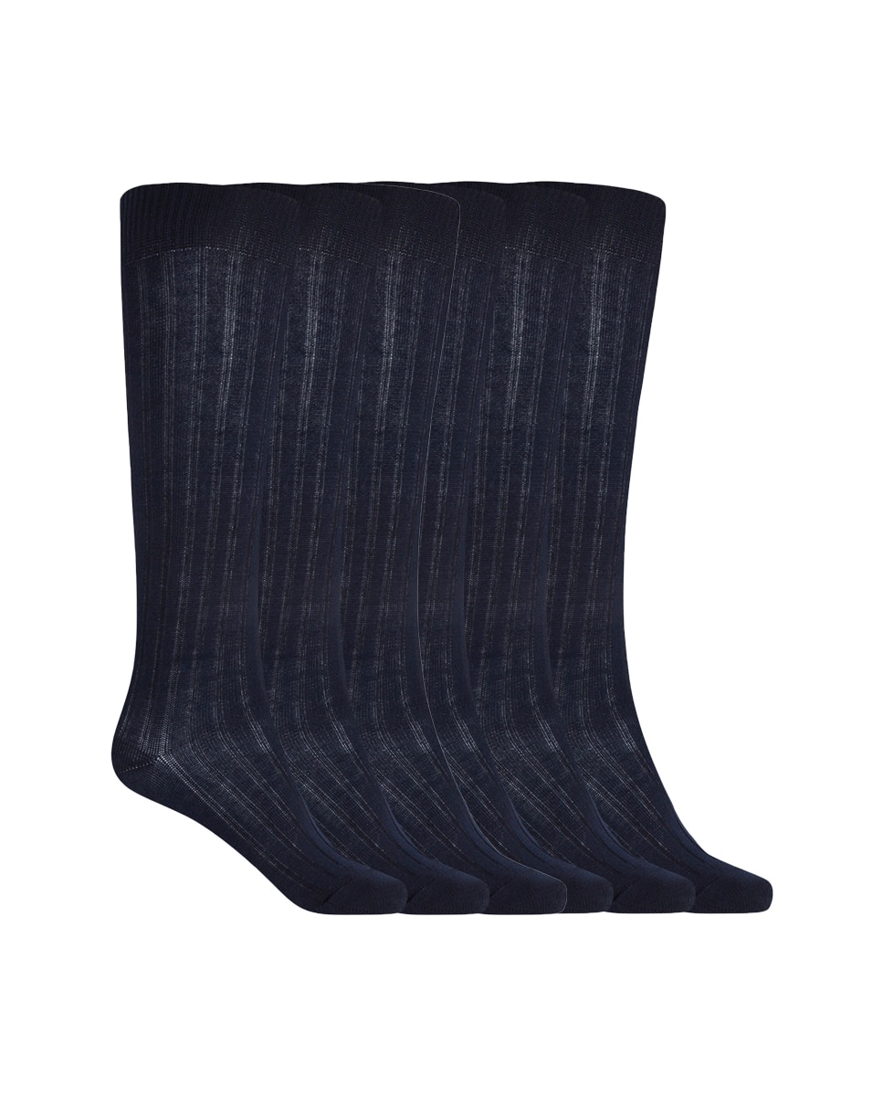 Imagen 1 de Pack de 6 pares de calcetines de algodón de canalé Basix - Punto Blanco - Azul Azul