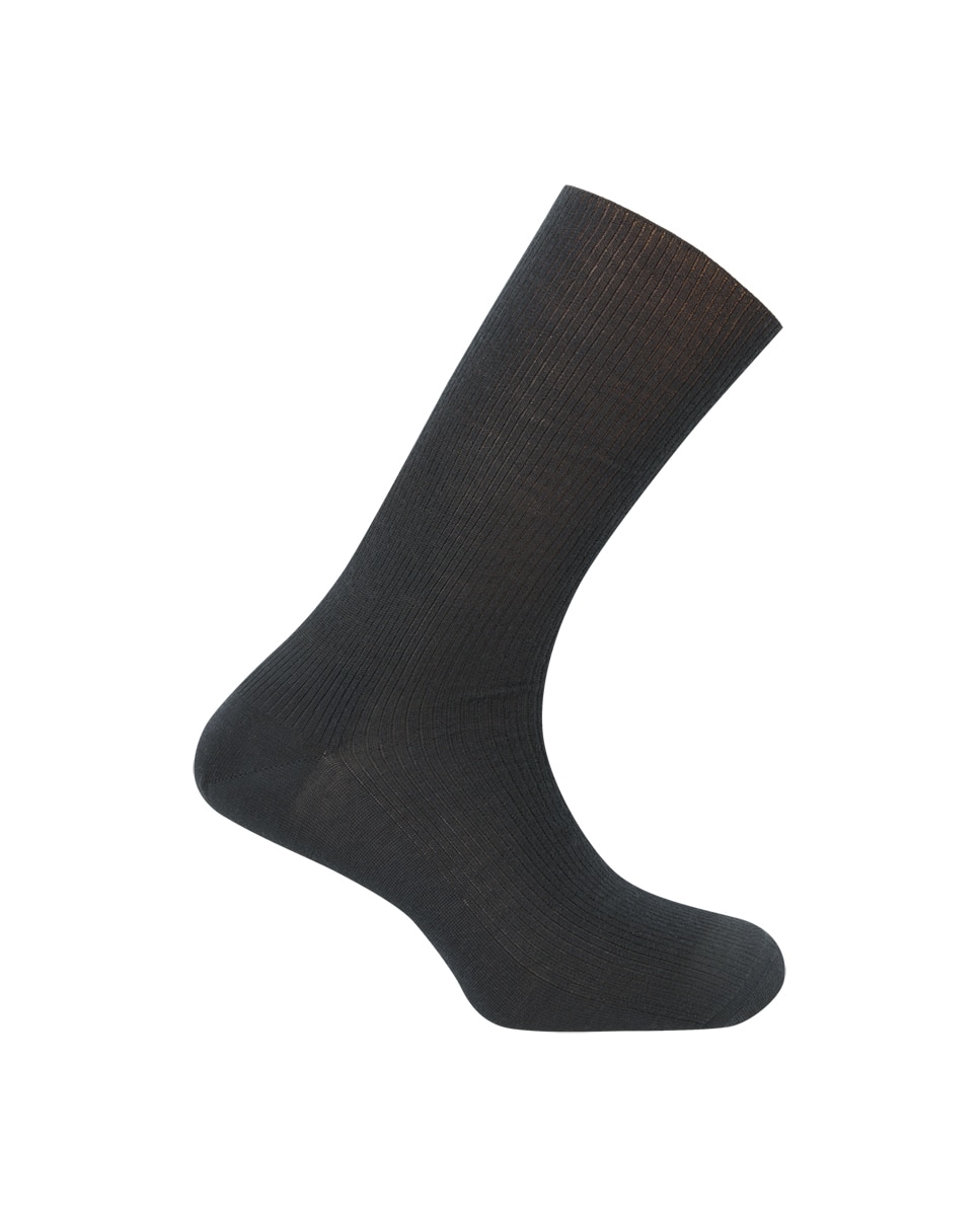 Imagen 1 de Calcetines cortos de lana super merino de hombre en canalé - medic Negro