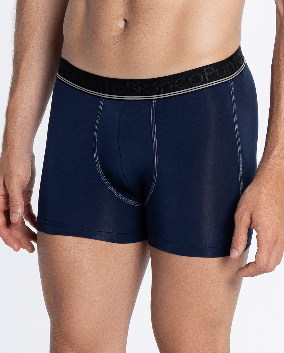 Bóxer de hombre de punto - Punto Blanco - Azul marino Azul marino-3