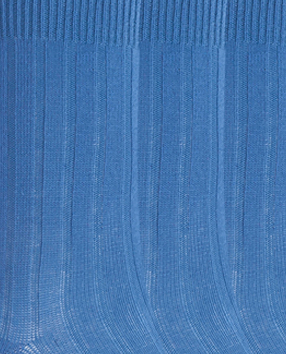 Pack de 6 pares de calcetines de algodón de canalé Basix - Punto Blanco - Azul índigo Azul índigo-2