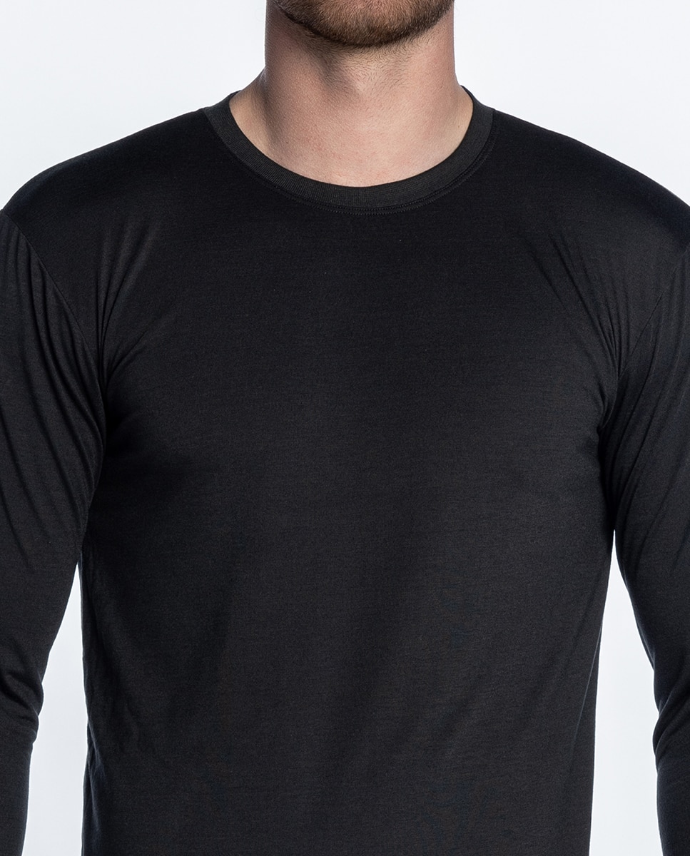 Camiseta de hombre de manga larga - Punto Blanco - Negro Negro-3