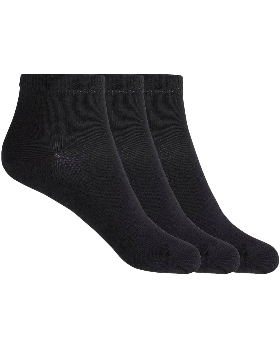 Pack de 3 pares de calcetines en algodón lisos - Punto Blanco - Negro Negro-1