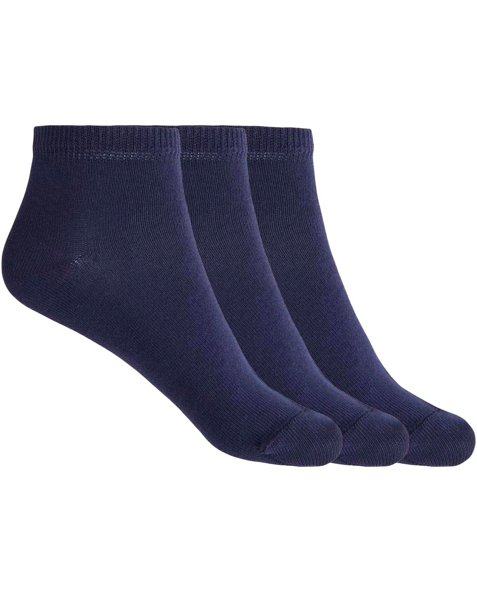 Pack de 3 pares de calcetines en algodón lisos - Punto Blanco - Azul marino Azul marino-1