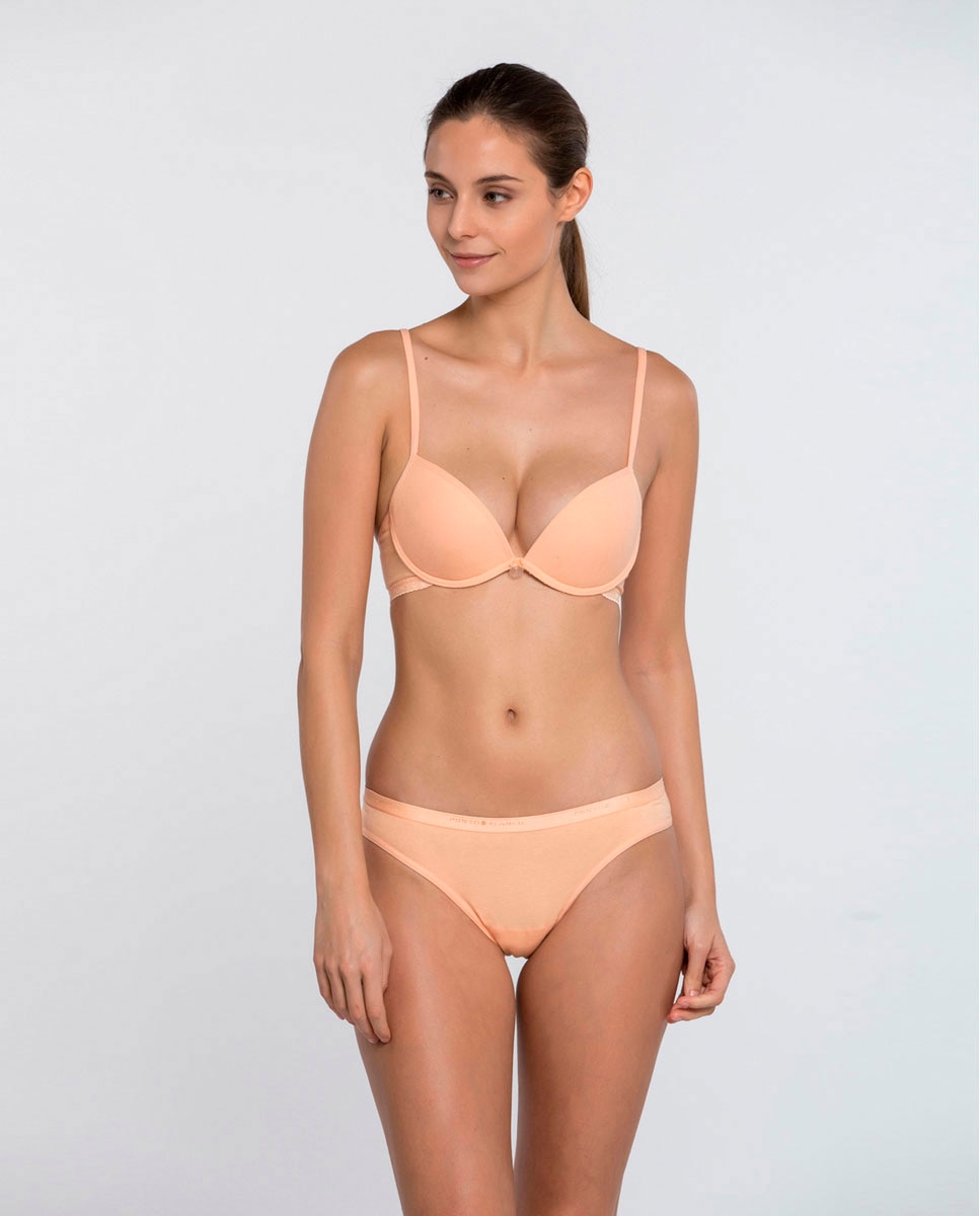 Sujetador push-up de algodón - Punto Blanco - Salmón Salmón-4