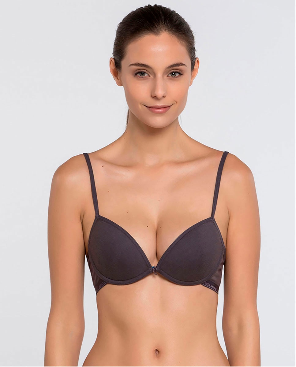 Sujetador push-up de algodón - Punto Blanco - Gris Gris-1