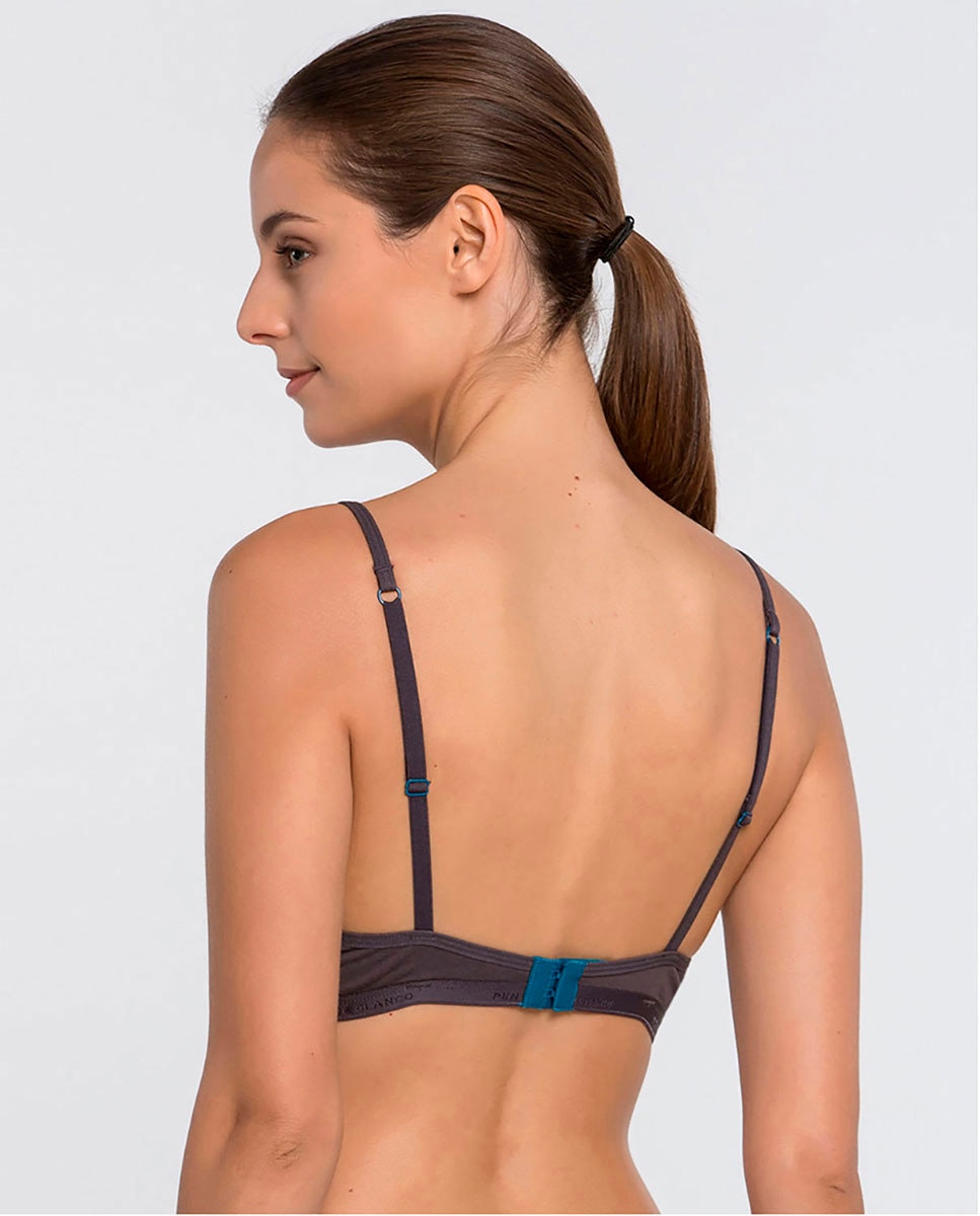 Sujetador push-up de algodón - Punto Blanco - Gris Gris-2