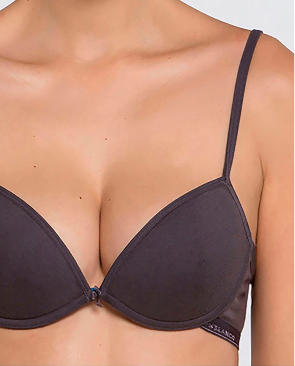 Sujetador push-up de algodón - Punto Blanco - Gris Gris-3