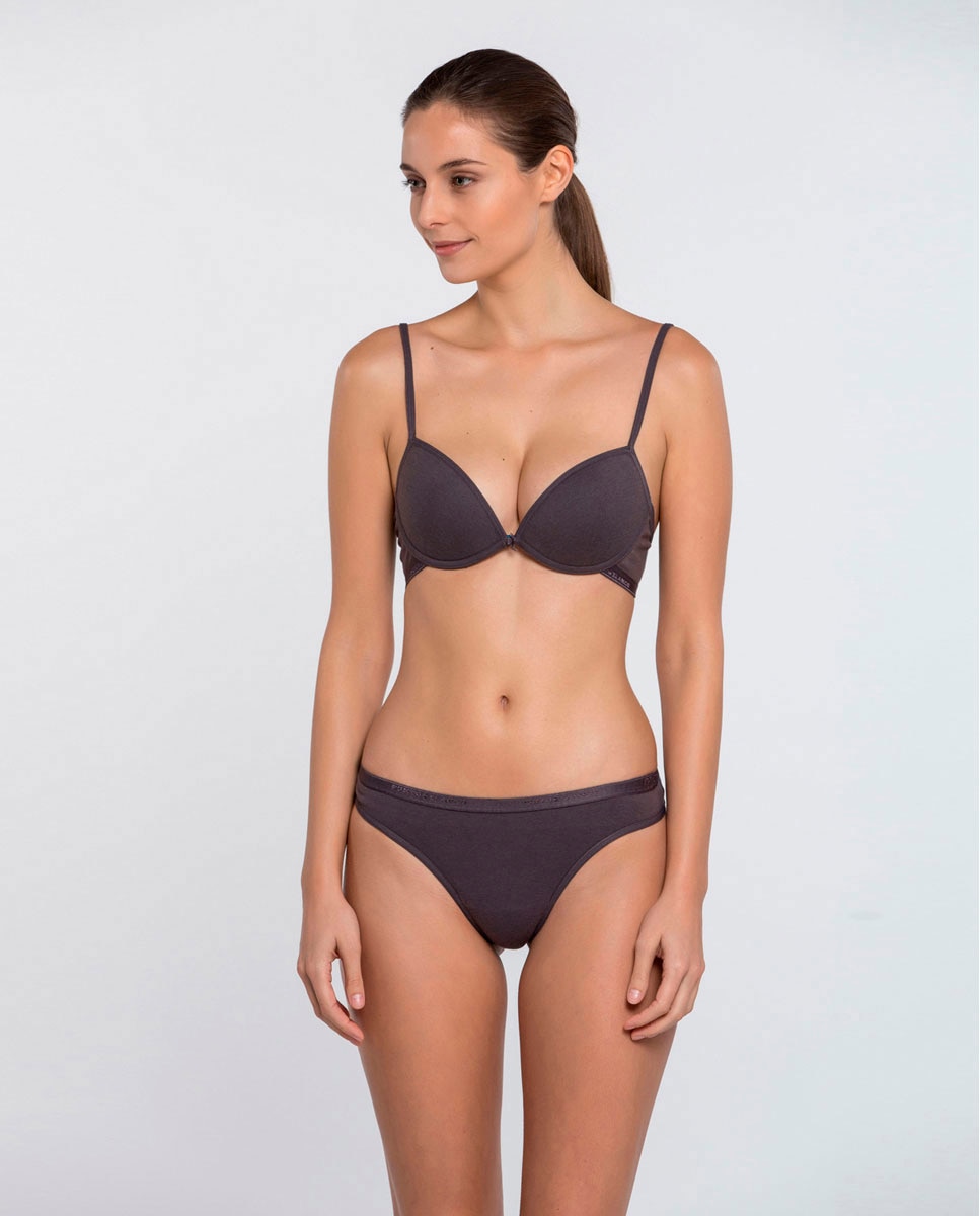 Sujetador push-up de algodón - Punto Blanco - Gris Gris-4