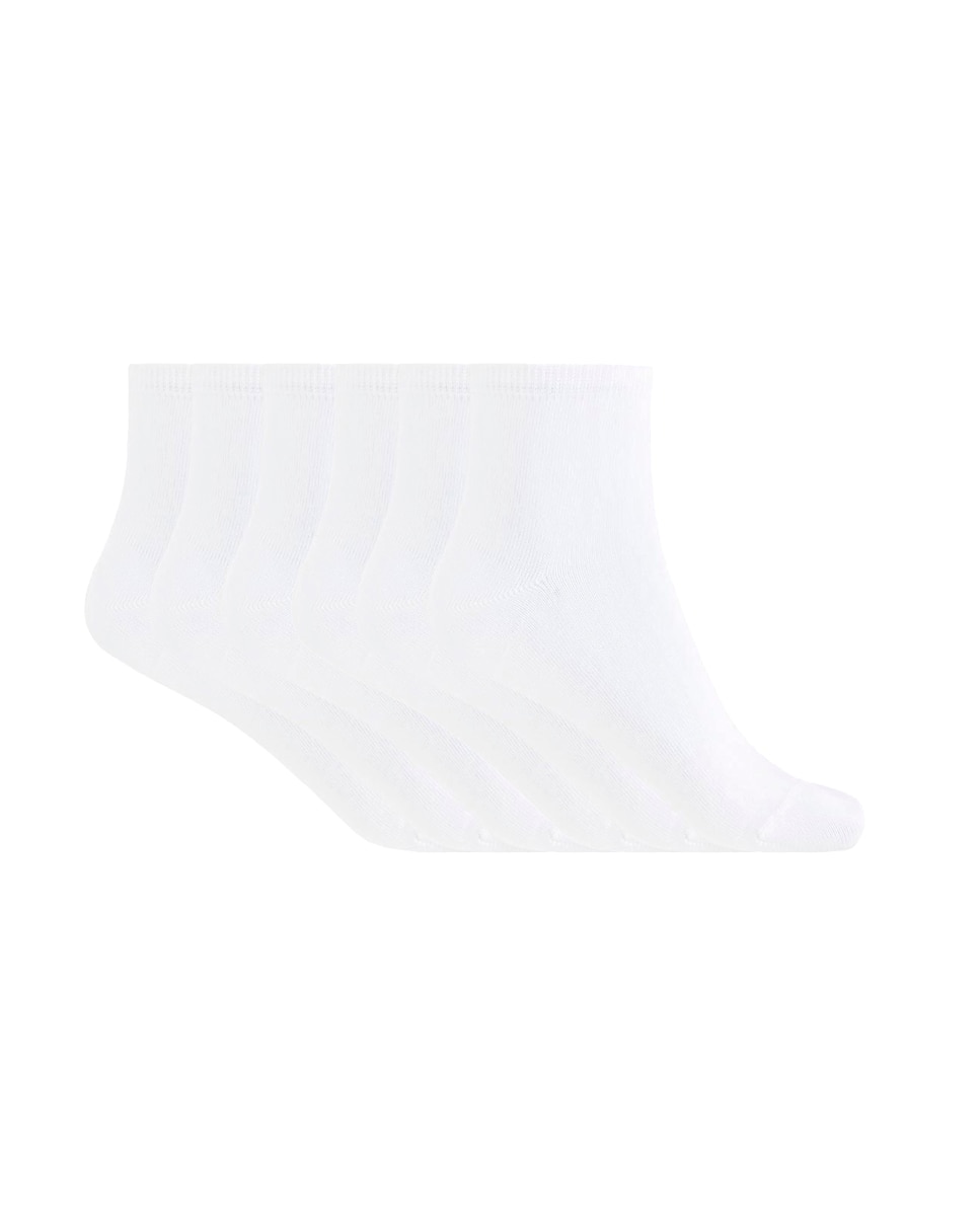 Imagen 0 de Pack de 6 pares de calcetines de mujer de algodón Basix liso Blanco