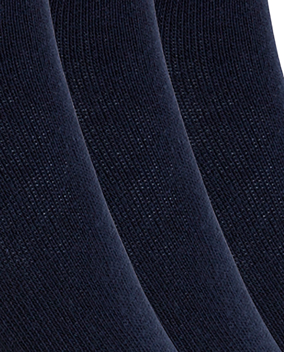 Pack de 6 pares de calcetines de mujer de algodón Basix liso - Punto Blanco - Azul marino Azul marino-2