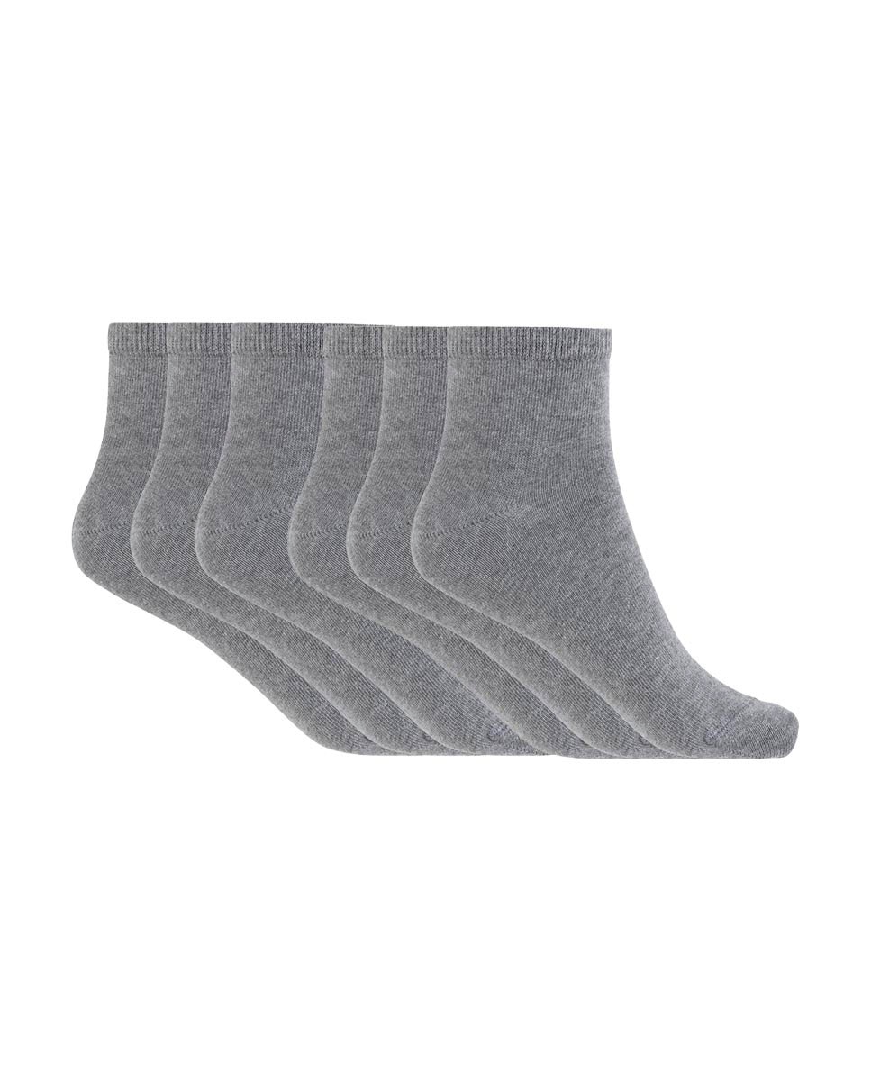 Imagen 1 de Pack de 6 pares de calcetines de mujer de algodón Basix liso - Punto Blanco - Gris Gris