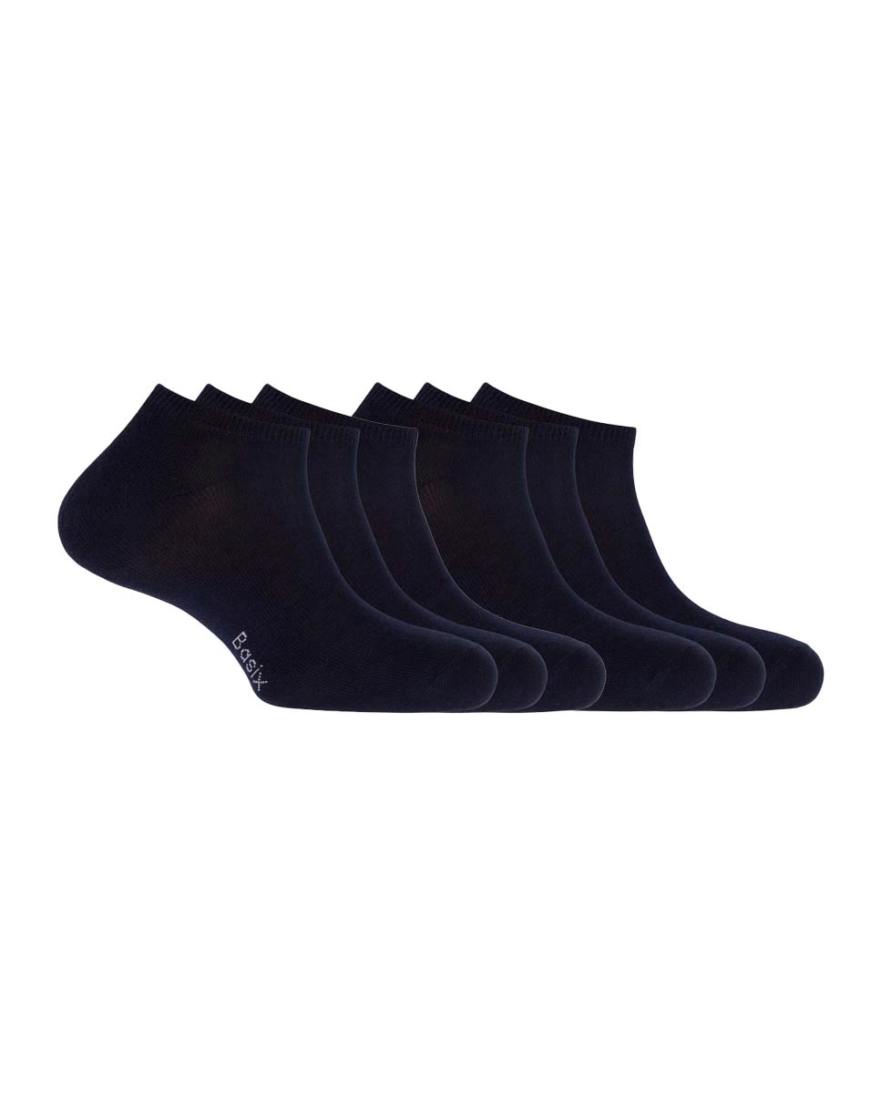 Imagen 1 de Pack de 6 pares de calcetines tobilleros de algodón de hombre lisos - basix Azul marino