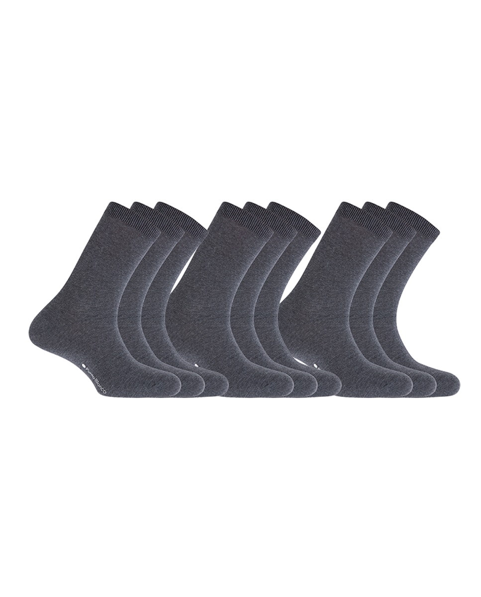 Imagen 0 de Pack de 9 pares de calcetines cortos de algodón de hombre lisos - basix Gris