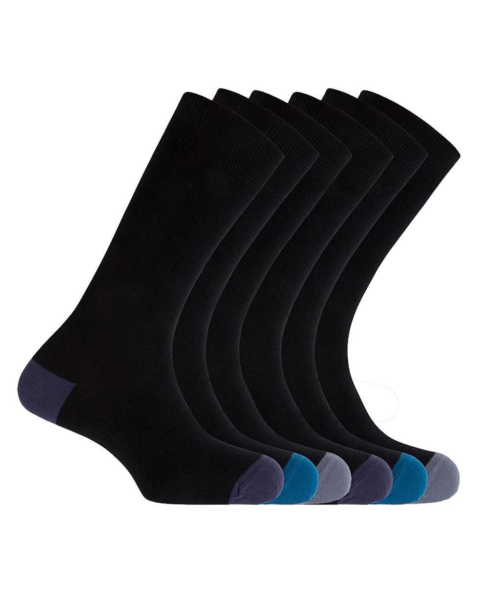Imagen 0 de Pack de 6 pares de calcetines cortos de algodón de hombre con talón/puntera a contraste - basix Multicolor