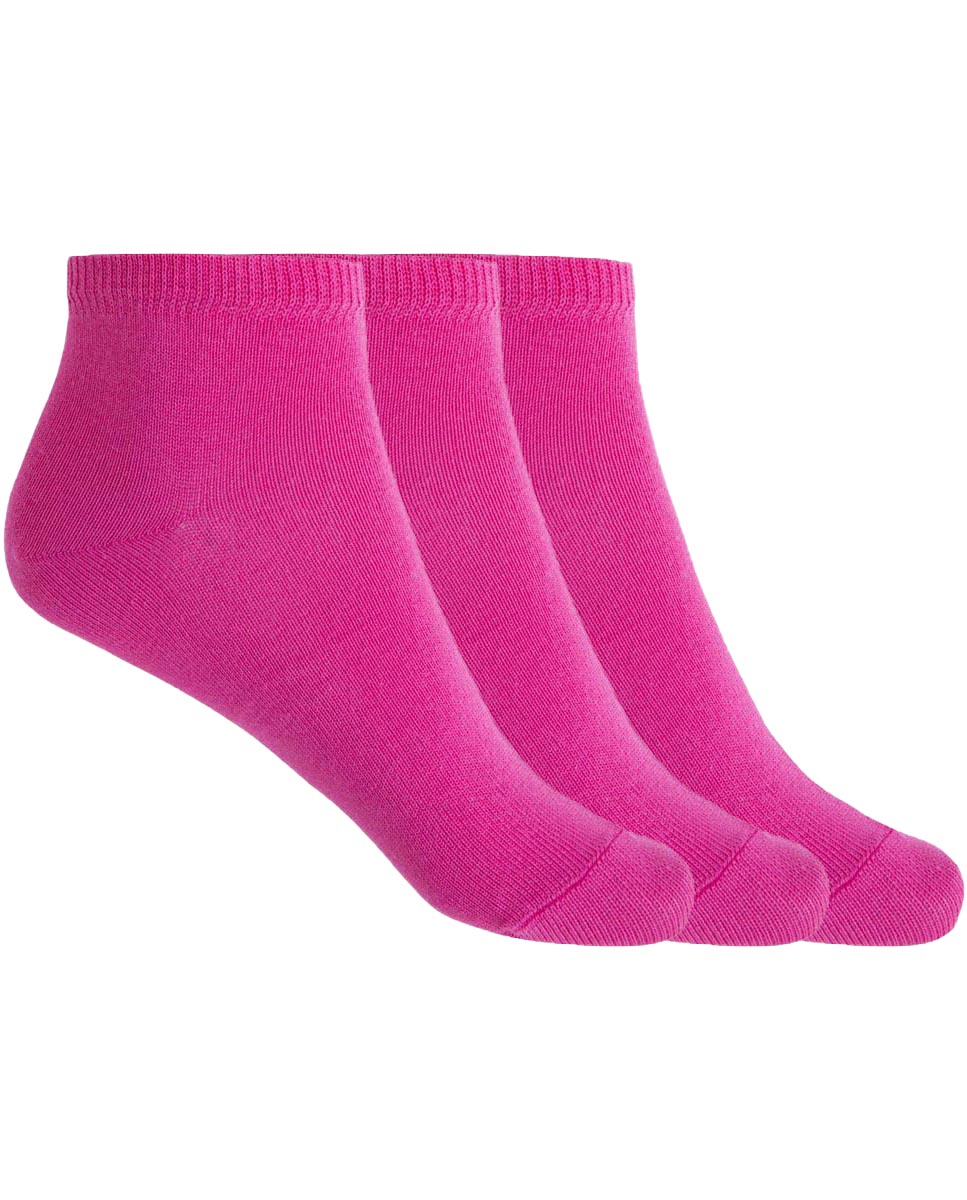 Pack de 3 pares de calcetines en algodón lisos - Punto Blanco - Fucsia Fucsia-1