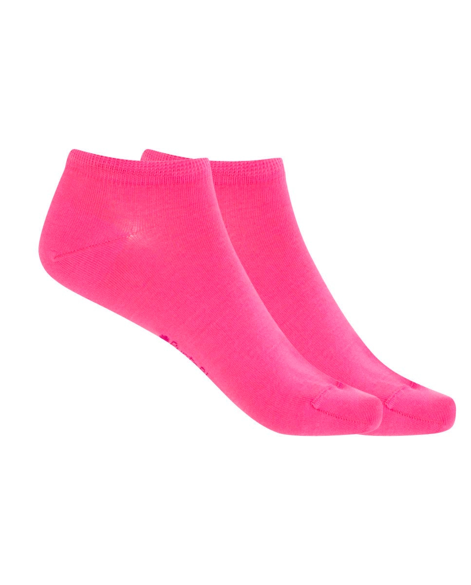 Pack de 2 pares de calcetines de mujer de algodón mercerizado lisos - Punto Blanco - Fucsia Fucsia-1