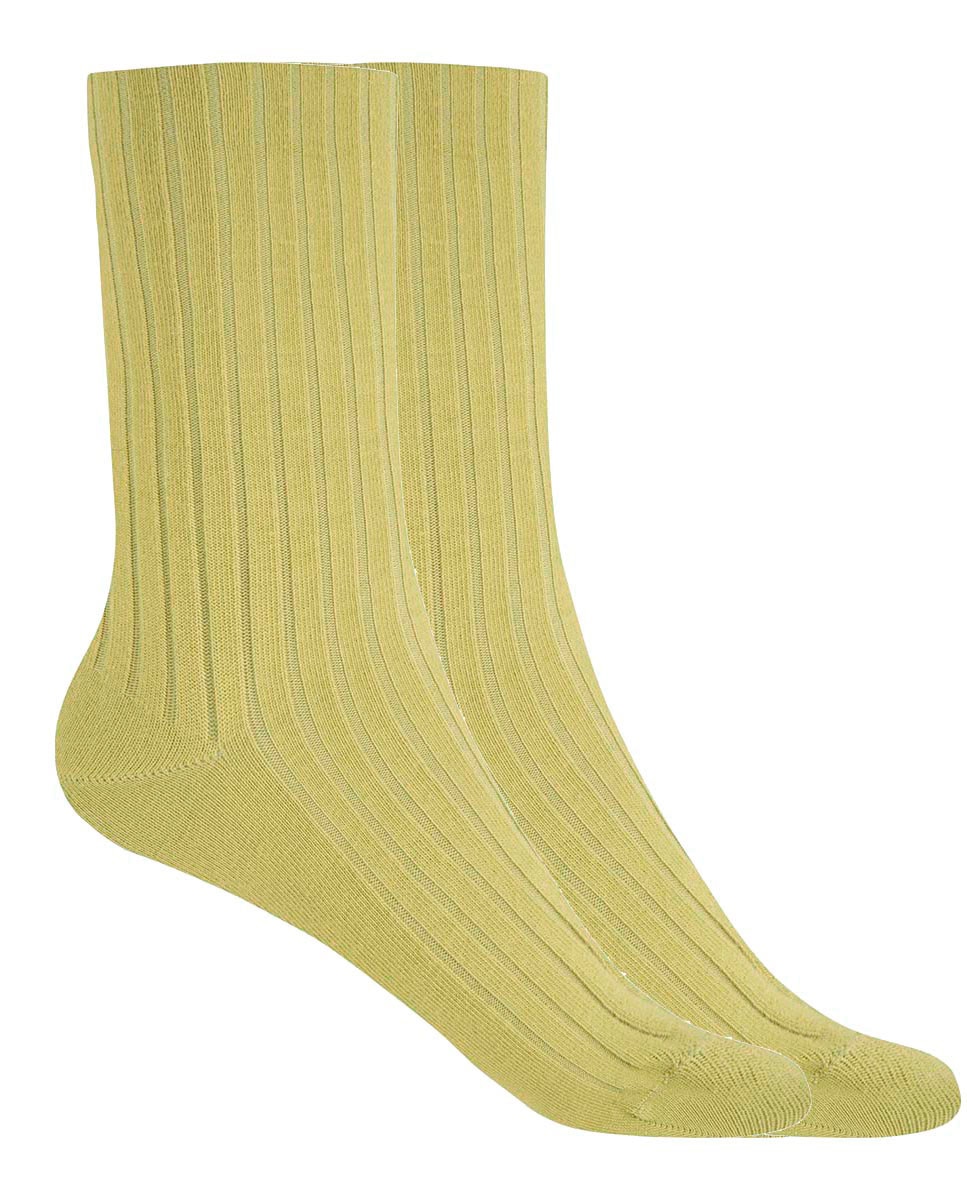Imagen 0 de Pack de 2 pares de calcetines de mujer de bambú canalé con puño no aprieta Verde claro