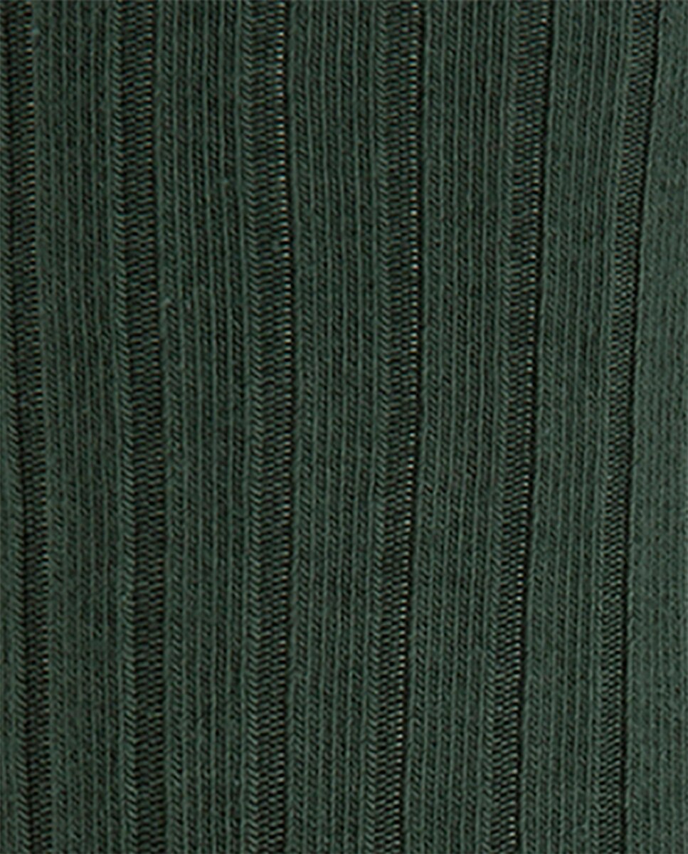 Pack de 2 pares de calcetines de mujer de bambú canalé con puño no aprieta - Punto Blanco - Verde oscuro Verde oscuro-2