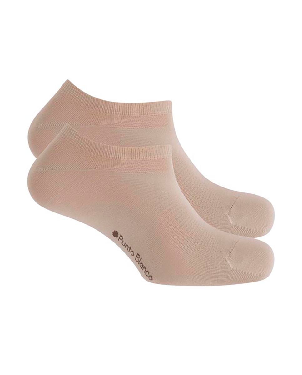 Pack de 2 pares de calcetines tobilleros de algodón mercerizado de hombre lisos - Punto Blanco - banana - Beige Beige-1