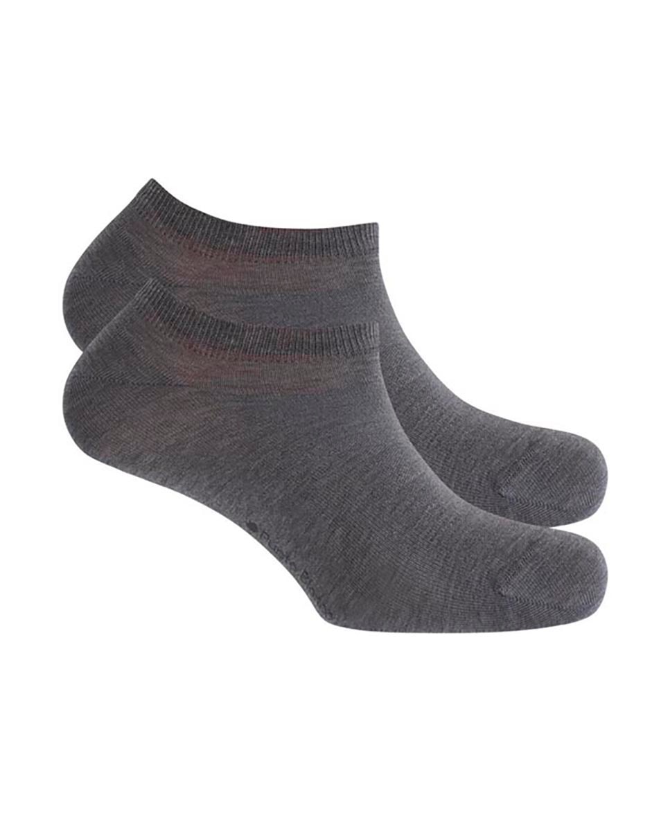 Pack de 2 pares de calcetines tobilleros de algodón mercerizado de hombre lisos - Punto Blanco - banana - Gris Gris-1
