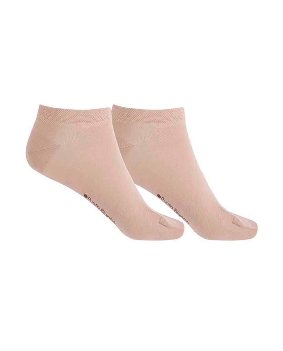 Pack de 2 pares de calcetines de mujer de algodón mercerizado lisos - Punto Blanco - Banana - Beige Beige-1