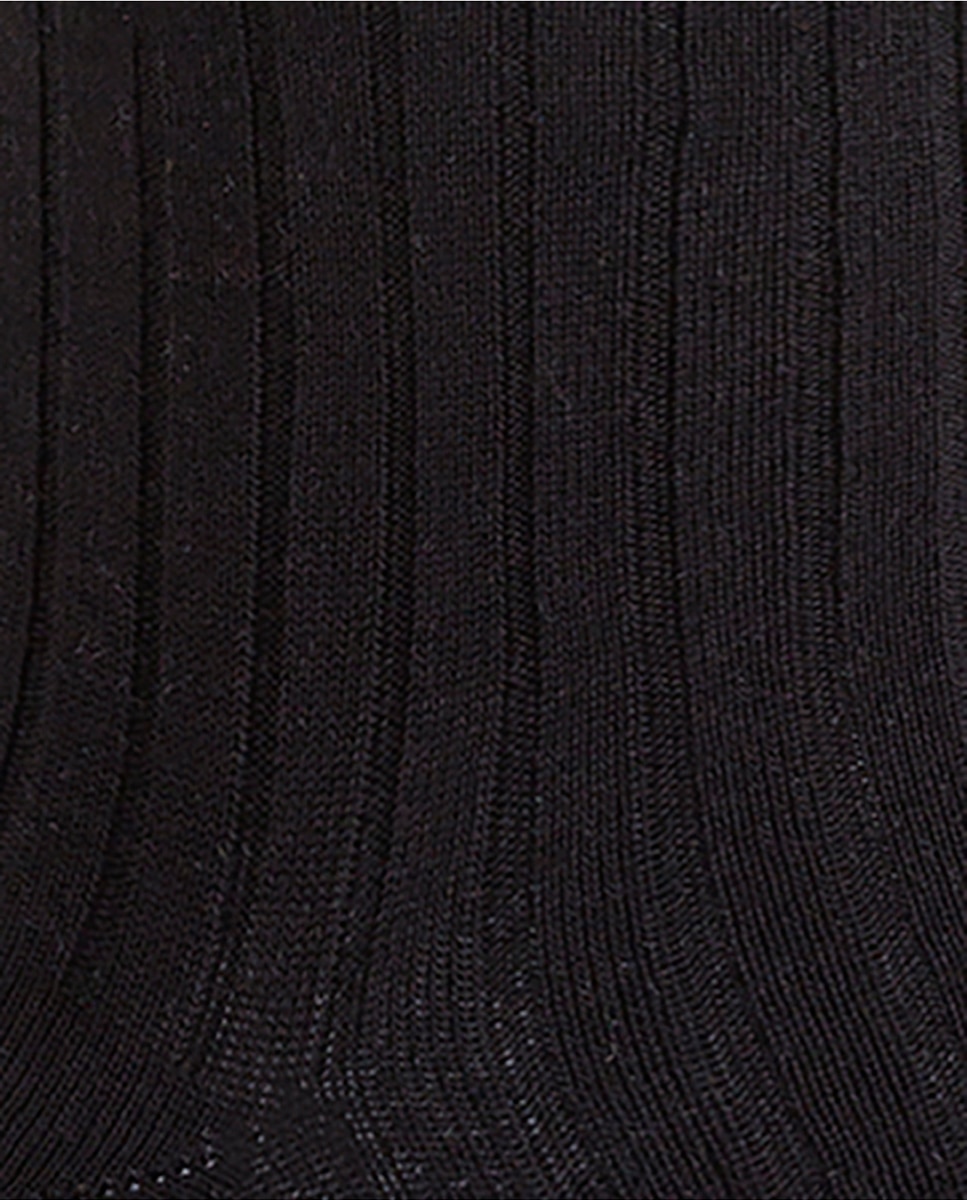 Pack de 2 pares de calcetines de mujer de bambú canalé con puño no aprieta - Punto Blanco - Negro Negro-2