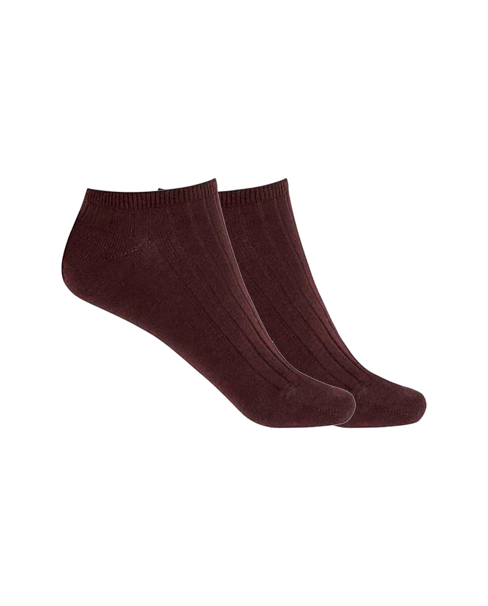 Pack de 2 pares de calcetines de mujer de bambú canalé - Punto Blanco - Marron Marron-1