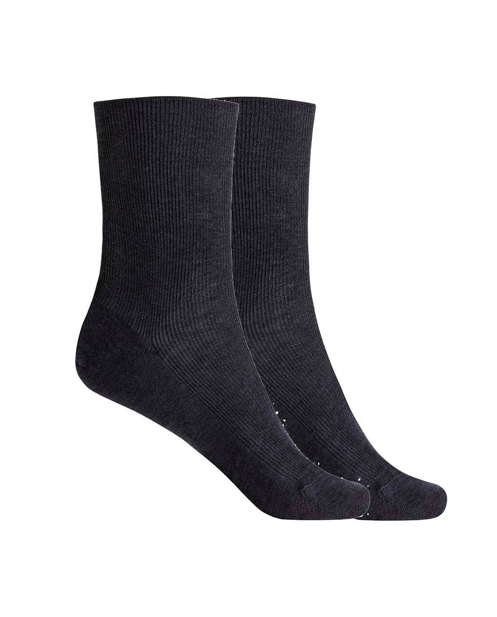 Imagen 0 de Pack de 2 pares de calcetines de mujer de algodón mercerizado de canalé antialérgico Negro