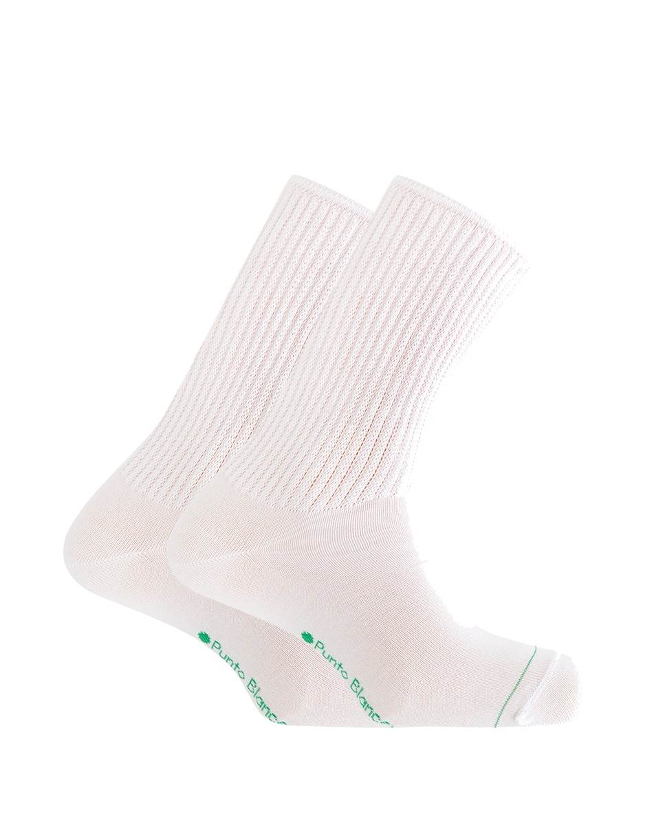 Imagen 1 de Pack de 2 pares de calcetines cortos de bambú y viscosa de hombre con puño canalé Blanco
