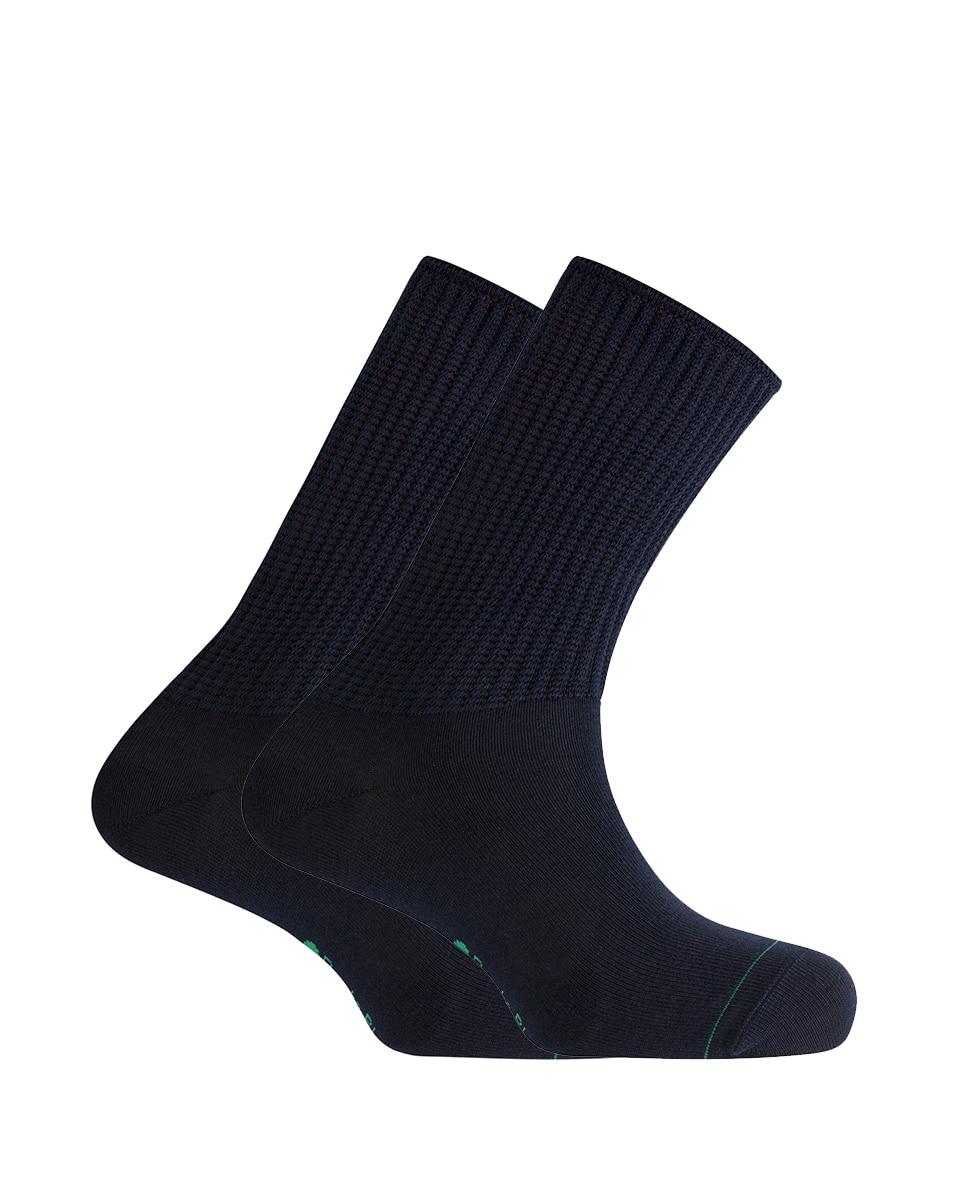 Imagen 1 de Pack de 2 pares de calcetines cortos de bambú y viscosa de hombre con puño canalé - Azul marino Azul marino