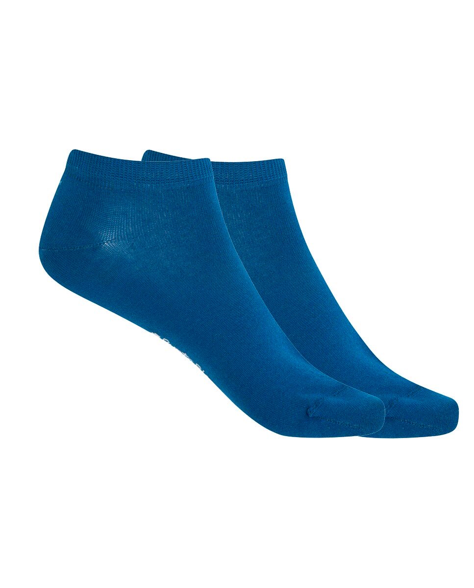 Pack de 2 pares de calcetines de mujer de algodón mercerizado lisos - Punto Blanco - Azul índigo Azul índigo-1