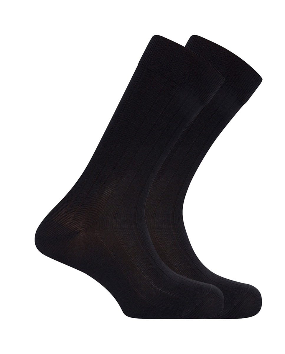 Imagen 0 de Pack de 2 pares de calcetines cortos de bambú de hombre en canalé. puño antipresión Negro