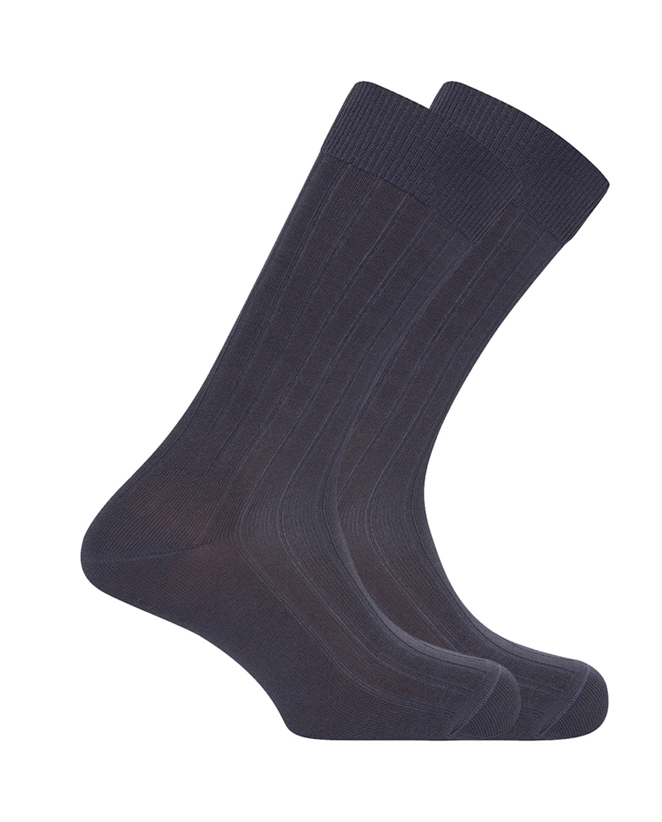 Imagen 1 de Pack de 2 pares de calcetines cortos de bambú de hombre en canalé. puño antipresión - Gris Gris