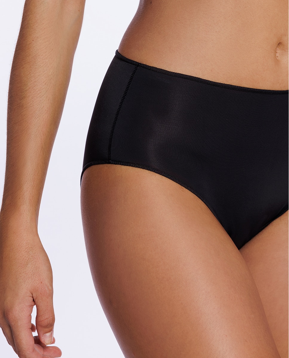 Pack de 3 bragas altas de microfibra lisa - Punto Blanco - Negro Negro-3