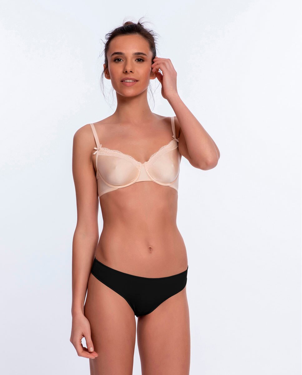 Pack de 3 bragas de microfibra lisa - Punto Blanco - Negro Negro-4