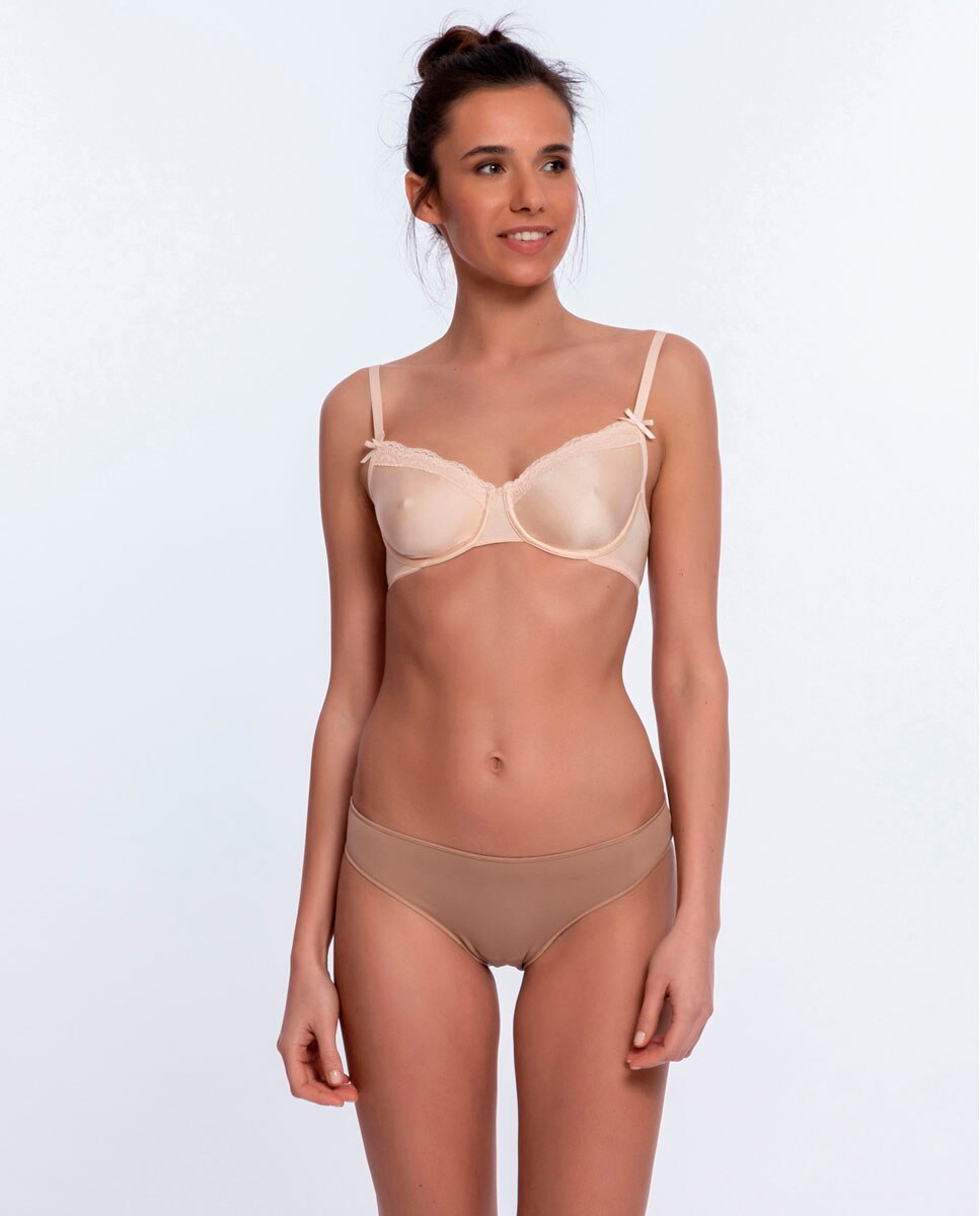 Pack de 3 bragas de microfibra lisa - Punto Blanco - Beige Beige-4