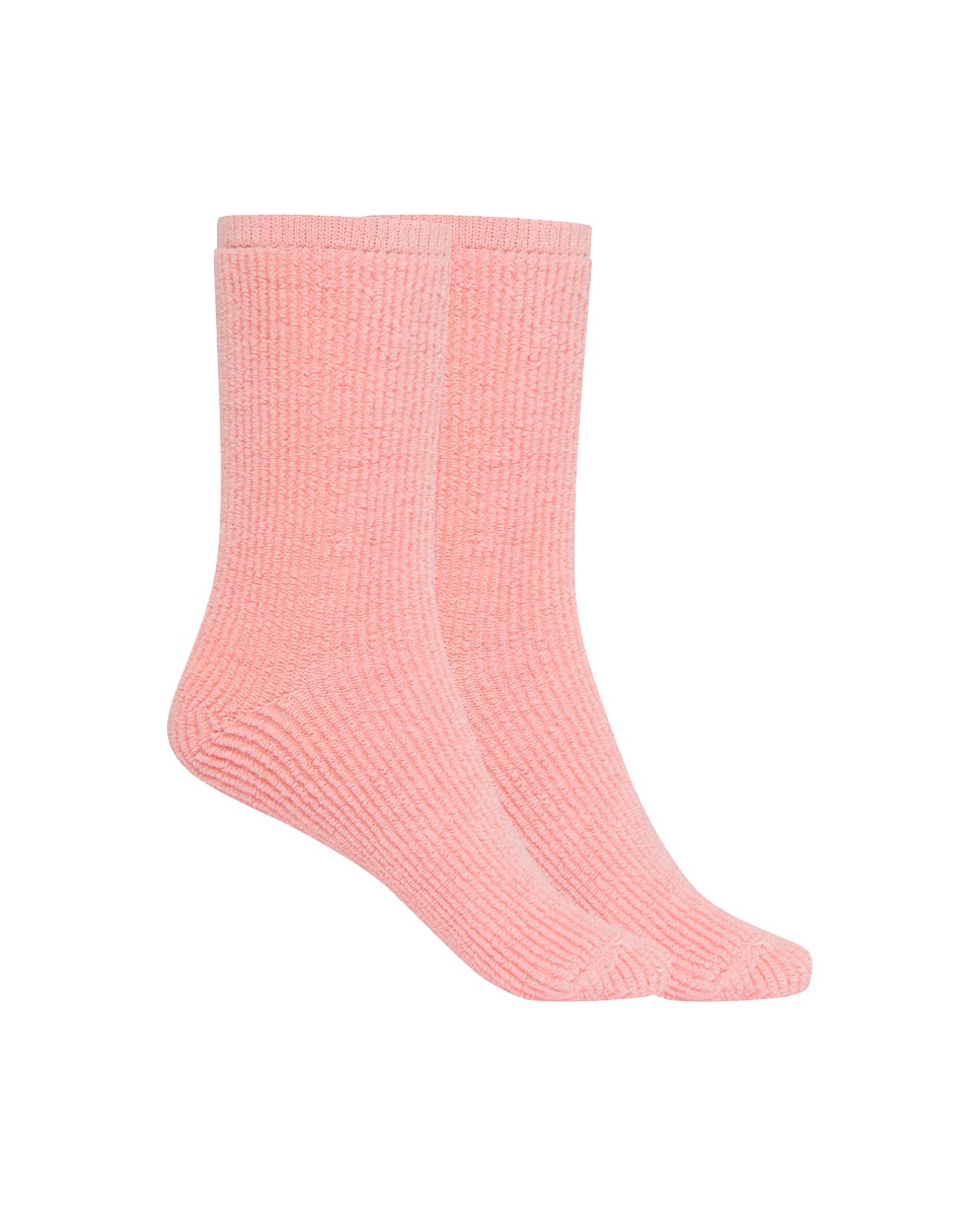 Pack de 2 pares de calcetines de mujer de orlón con rizo exterior - Punto Blanco - Rosa claro Rosa claro-1