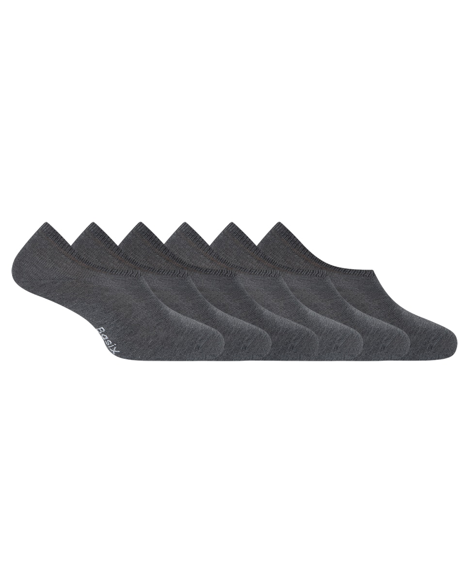 Imagen 1 de Pack de 6 pares de calcetines tobilleros de algodón de hombre lisos - basix Gris