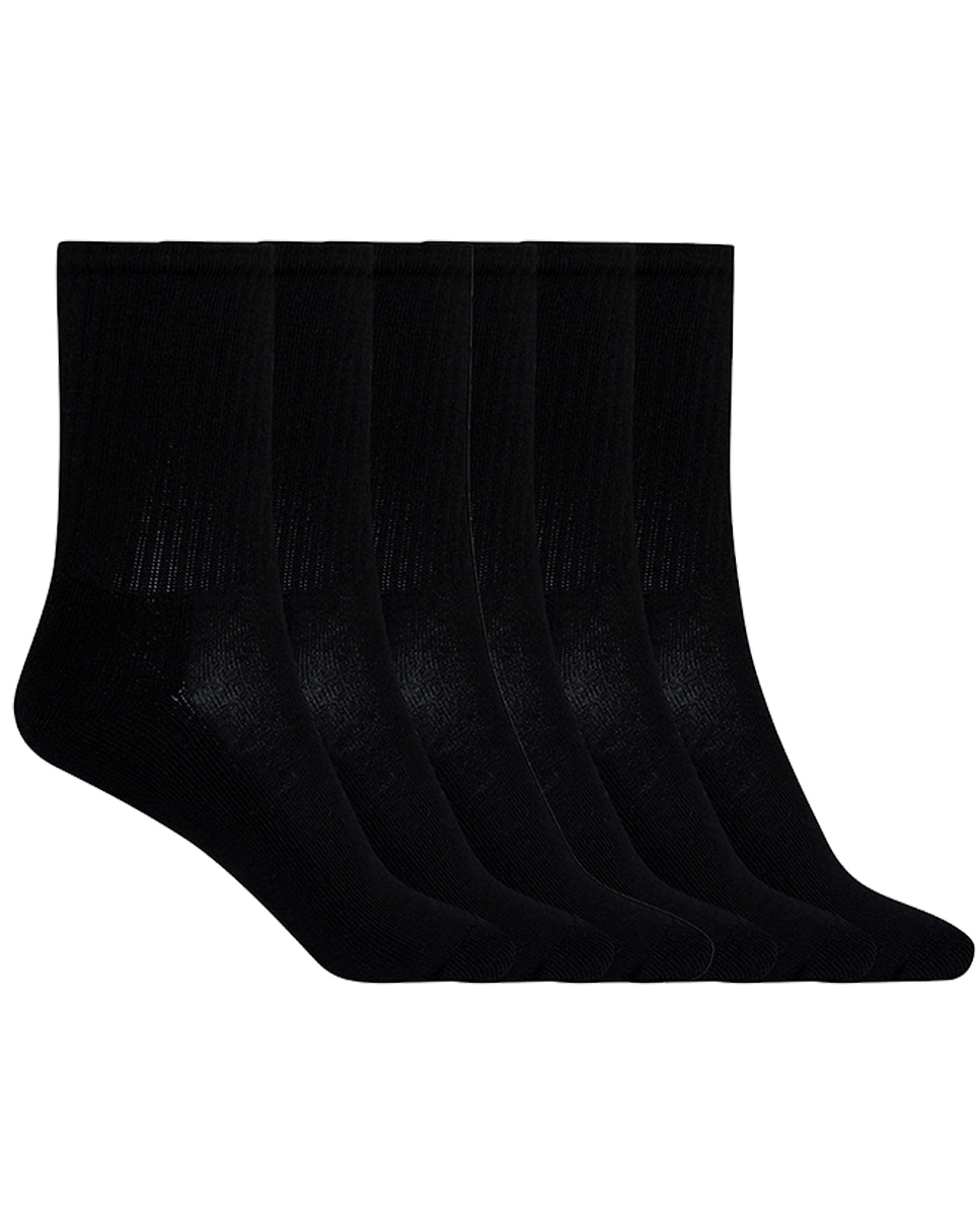Imagen 1 de Pack de 6 pares de calcetines de algodón con canalé Basix - Punto Blanco - Negro Negro