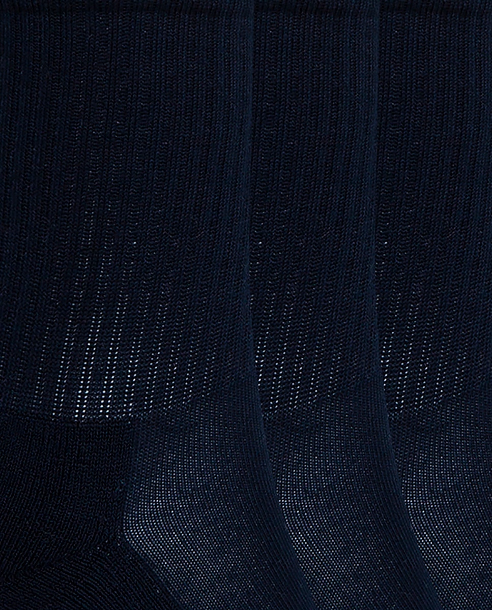 Pack de 6 pares de calcetines de algodón con canalé Basix - Punto Blanco - Azul marino Azul marino-2